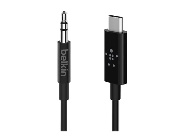 Belkin RockStar - Ljudkabel - 24 pin USB-C hane till mini-phone stereo 3.5 mm hane - 91.4 cm - svart