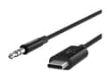 Miniatyrbild 5 av 5: Belkin RockStar - Ljudkabel - 24 pin USB-C hane till mini-phone stereo 3.5 mm hane - 91.4 cm - svart