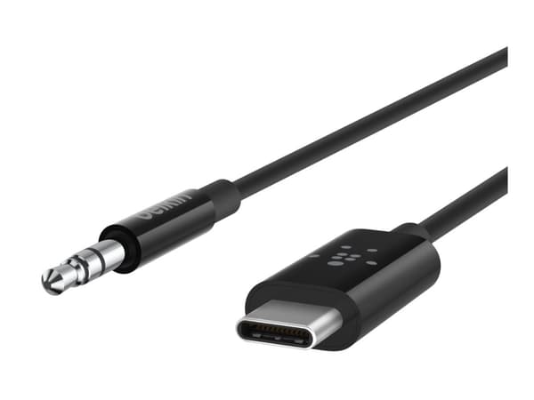 Belkin RockStar - Ljudkabel - 24 pin USB-C hane till mini-phone stereo 3.5 mm hane - 91.4 cm - svart