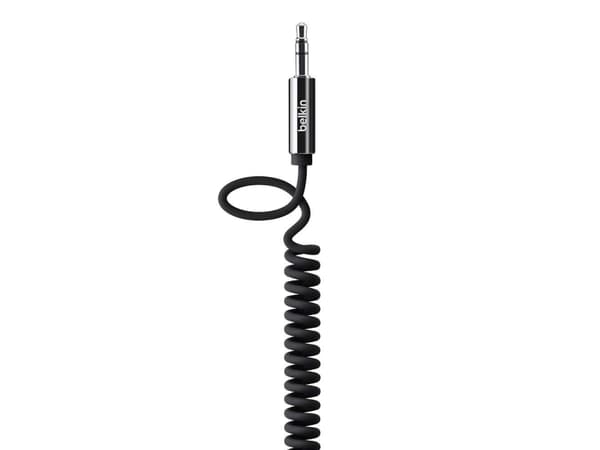 Belkin MIXIT Coiled Cable - Äänikaapeli - stereo mini-jack uros stereo mini-jack uros - 1,8 m - musta