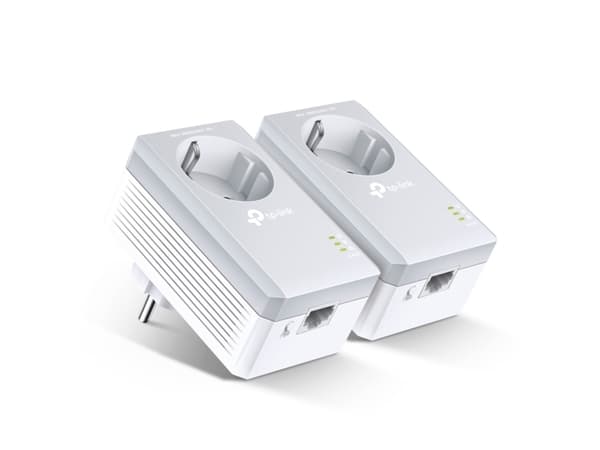 TP-Link TL-PA4010PKIT AV500+ Powerline Kit with AC Pass Through - Strømlinjeadaptersett HomePlug AV (HPAV) - veggpluggbar (en pakke 2)