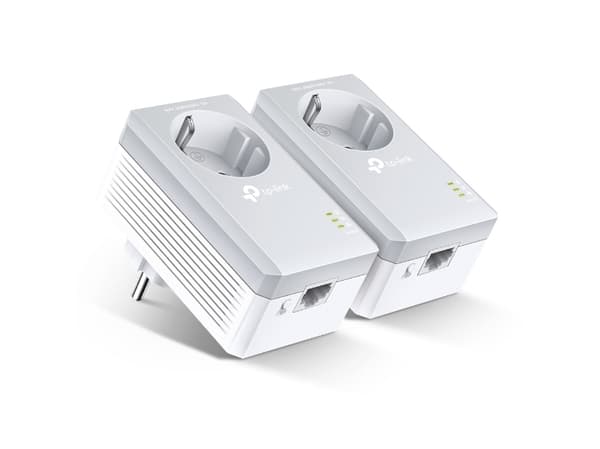 TP-Link TL-PA4010PKIT AV500+ Powerline Kit with AC Pass Through - Strømlinjeadaptersett HomePlug AV (HPAV) - veggpluggbar (en pakke 2)