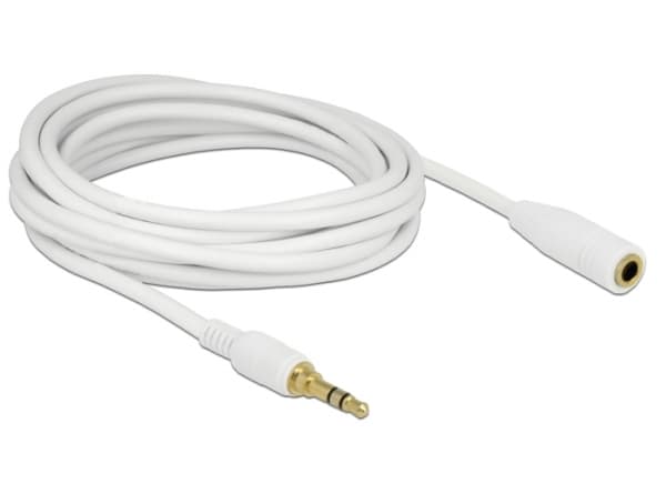 Delock - Lydforlengelseskabel - mini-phone stereo 3.5 mm hann til mini-phone stereo 3.5 mm hunn - 5 m - hvit