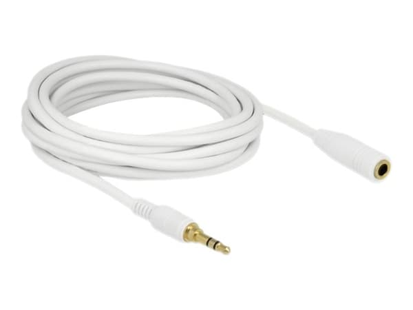 Delock - Lydforlengelseskabel - mini-phone stereo 3.5 mm hann til mini-phone stereo 3.5 mm hunn - 5 m - hvit