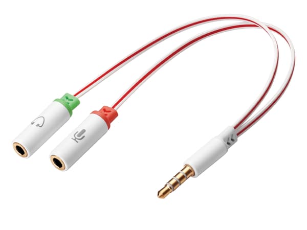 Sandberg Headset converter Dual->Single, 3.5mm TRS, Uros, Naaras, Valkoinen