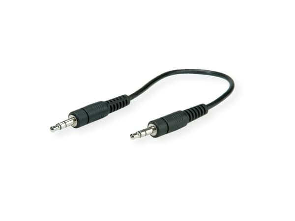 ROLINE 3.5mm Cable, M-M 0.2 m, 3.5mm, Hankjønn, 3.5mm, Hankjønn, 0,2 m, Sort