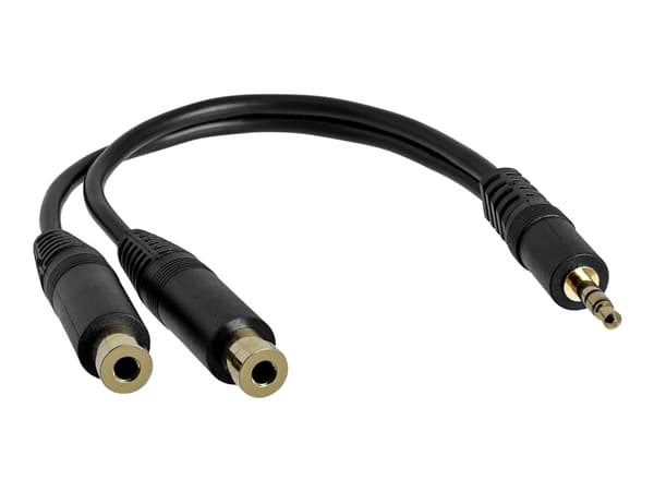 StarTech.com 6 in. 3.5mm Audio Splitter Cable - Stereo Splitter Cable - Gold Terminals - 3.5mm Male to 2x 3.5mm Female - Headphone Splitter (MUY1MFF)