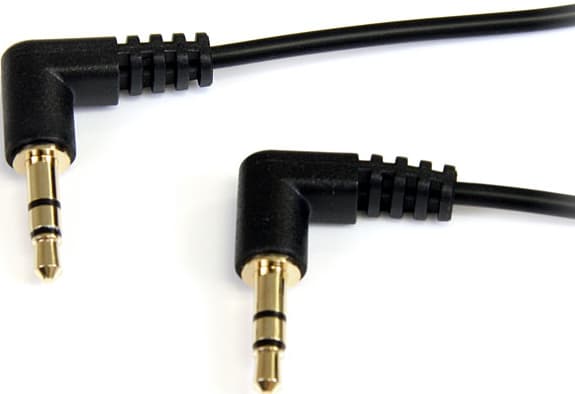 StarTech.com 1 ft. (0.3 m) Right Angle 3.5 mm Audio Cable - 3.5mm Slim Audio Cable - Right Angle - Male/Male - Aux Cable (MU1MMS2RA) - Lydkabel - min