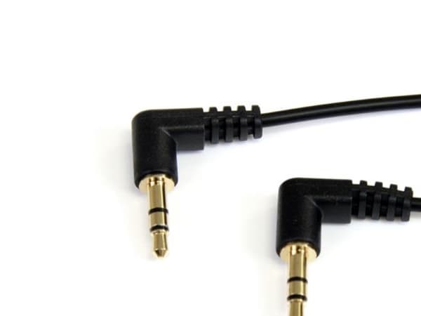 StarTech.com 1 ft. (0.3 m) Right Angle 3.5 mm Audio Cable - 3.5mm Slim Audio Cable - Right Angle - Male/Male - Aux Cable (MU1MMS2RA) - Lydkabel - min