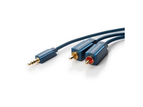 ClickTronic 3m MP3-sovitin, 3.5mm, Hanstik, 2 x RCA, Hanstik, 3 m, Blå