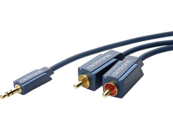 ClickTronic 3m MP3-sovitin, 3.5mm, Hanstik, 2 x RCA, Hanstik, 3 m, Blå