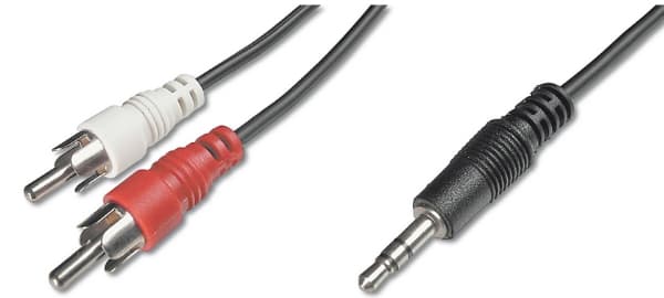 ASSMANN - Lydkabel - mini-phone stereo 3.5 mm hann til RCA x 2 hann - 5 m - skjermet - svart - formstøpt