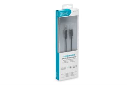 DIGITUS - Lydforlengelseskabel - mini-phone stereo 3.5 mm hunn til mini-phone stereo 3.5 mm hann - 1.5 m - skjermet - svart