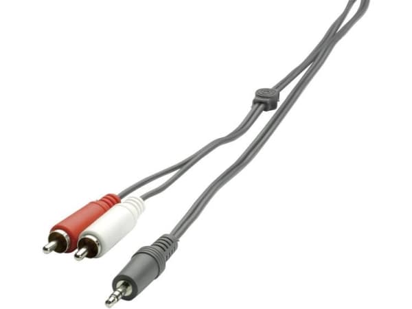 SpeaKa Professional SP-1300360, 2 x RCA, Hankoppling, 3,5mm, Hankoppling, 2 m, Svart