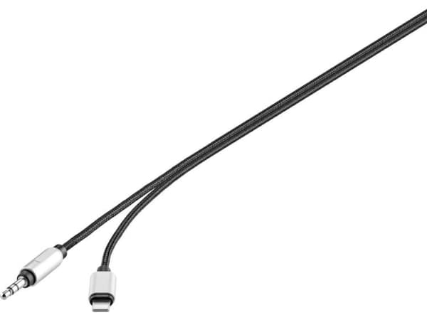 Renkforce USB / jack-lydtilkoblingskabel [1x Apple Lightning-plugg - 1x jack-plugg 3,5 mm] 1,2 m svart aluminium (RF-3432028)