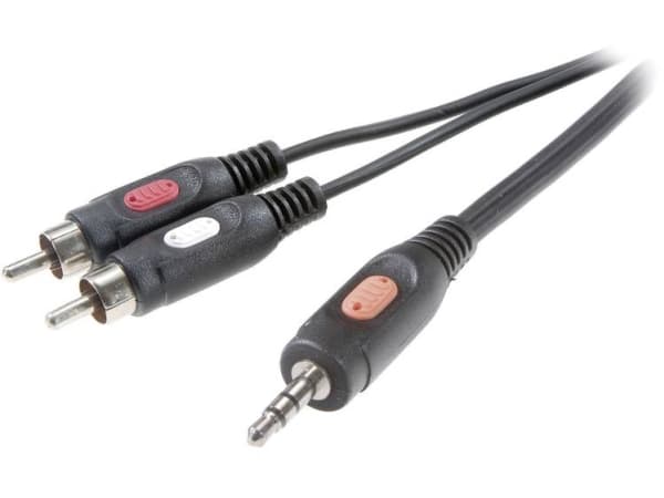 SpeaKa Professional SP-7869920 Phono / Jack Audio Tilslutningskabel [2x Cinch-stik - 1x Jackstik 3,5 mm] 1.50 m Sort