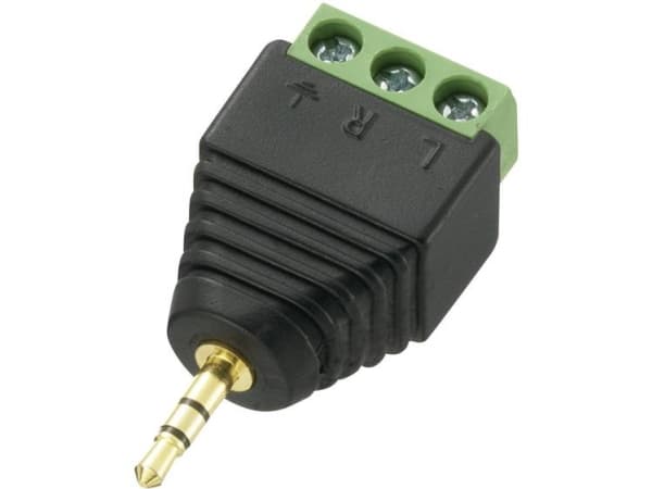 TRU COMPONENTS LT-PJ-2.5 Jack-liitin 2,5 mm:n liitin, suora napaluku: 3 Stereo musta 1 kpl