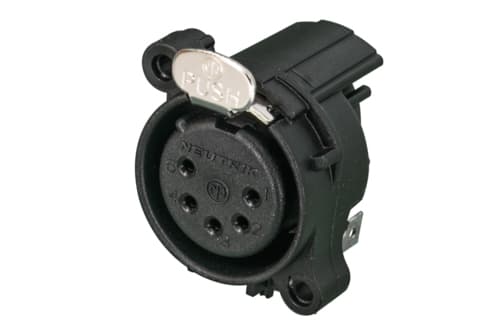 Neutrik NC5FAH, XLR, Musta, Ruostumaton teräs, Pronssi, Polyamidi, Terästä, IP40, 1,5 V, 6 mO