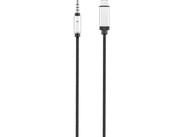 Renkforce RF-3432030 USB / Jack Audio Tilslutningskabel [1x USB-C™ stik - 1x Jackstik 3,5 mm] 1.20 m Sort Aluminiumsstik