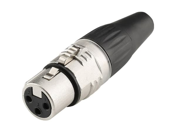 Hicon HI-X3CF-V XLR-stik Kobling, lige Poltal: 3 Sort, Sølv 1 stk