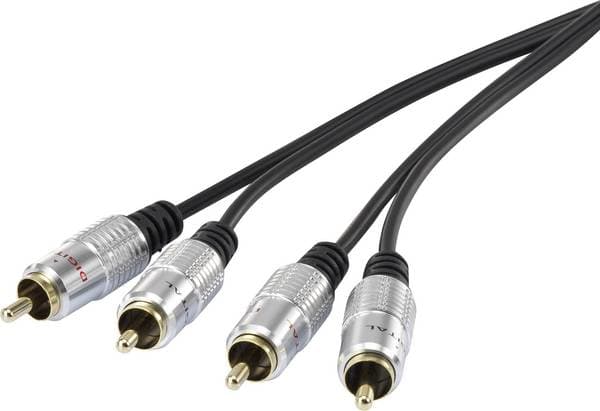 SpeaKa Professional SP-7870144, 2 x RCA, Hanstik, 2 x RCA, Hanstik, 1 m, Sort