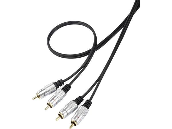 SpeaKa Professional SP-7870144, 2 x RCA, Hanstik, 2 x RCA, Hanstik, 1 m, Sort