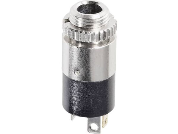 Hicon HI-J35SEF Jack-stik 3,5 mm Tilslutning, indbygning lodret Poltal: 3 Stereo Sølv 1 stk