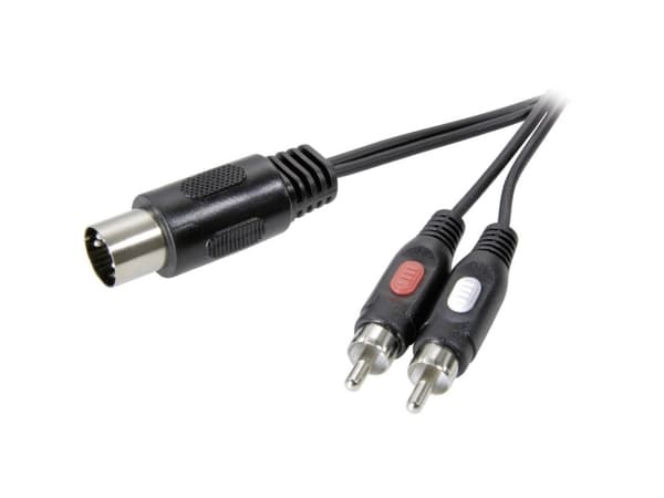SpeaKa Professional SP-7870640 DIN-tilslutning / Phono Audio Tilslutningskabel [1x Diodestik 5-pol. (DIN) - 2x Cinch-stik] 1.50 m Sort