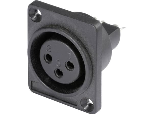 Hicon HI-X3DF-P XLR-stik Flangetilslutning, kontakter lige Poltal: 3 Sort 1 stk