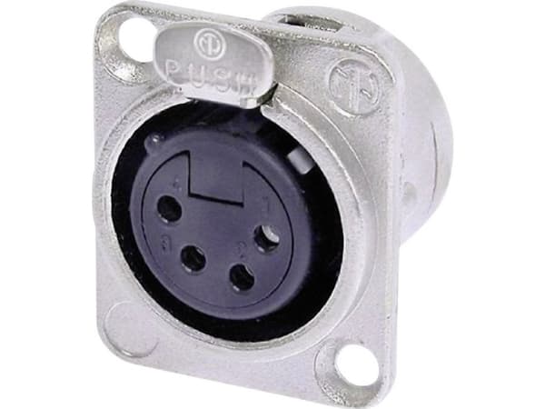 Neutrik NTR-NC4FDL1, XLR, Svart, Silver, mässing, Nickel, Polyamid, Stål, Zink stål, Nickel, UL, UL 94 HB, IEC 61076-2-103, IP 40, IEC 68-2-20, -30 -