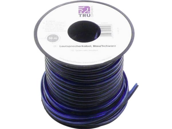 TRU COMPONENTS 1565745 Højtalerkabel 2 x 0.8 mm² Blå , Sort 30 m