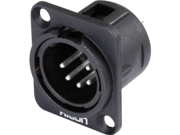 Hicon HI-X5DM-M XLR-liitin laippaliitin, kontaktit suorat napaluku: 5 Musta 1 kpl