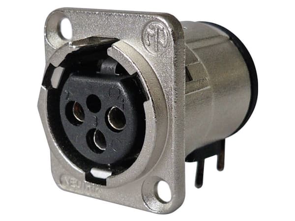 Neutrik NC3FD-H-0 XLR-stik Flangetilslutning, kontakter vinklet Poltal: 3 Sølv 1 stk