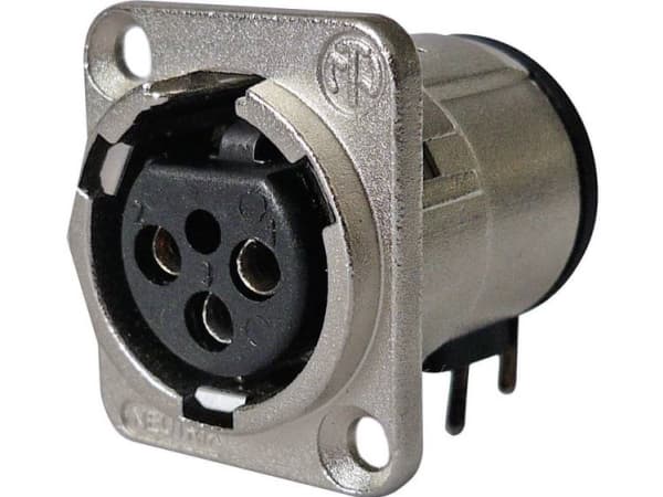 Neutrik NC3FD-H-0 XLR-stik Flangetilslutning, kontakter vinklet Poltal: 3 Sølv 1 stk