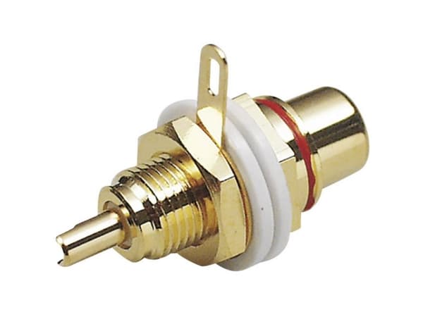 BKL Electronic 0101142 Cinch-stik Tilslutning, indbygning Poltal: 2 Rød 1 stk
