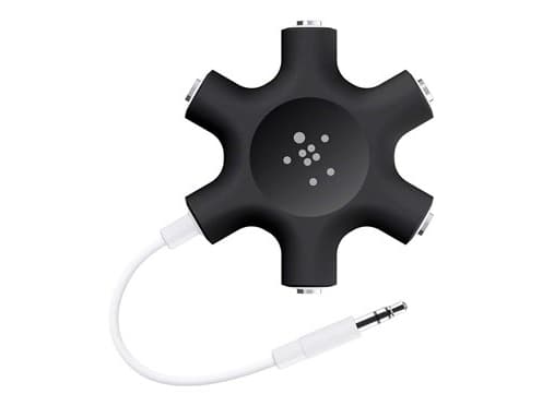 Belkin RockStar - Hodetelefonsplitter - mini-phone stereo 3.5 mm hann til mini-phone stereo 3.5 mm hunn - svart