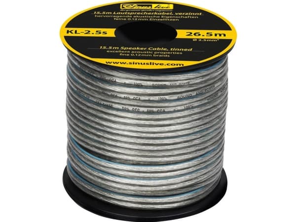 Sinuslive KL-2,5S Højtalerkabel 1 x 2.5 mm² Sølv 15.5 m