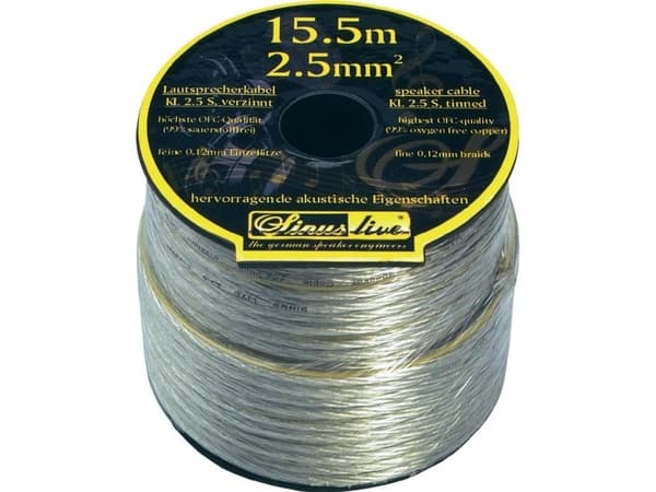 Sinuslive KL-2,5S Højtalerkabel 1 x 2.5 mm² Sølv 15.5 m