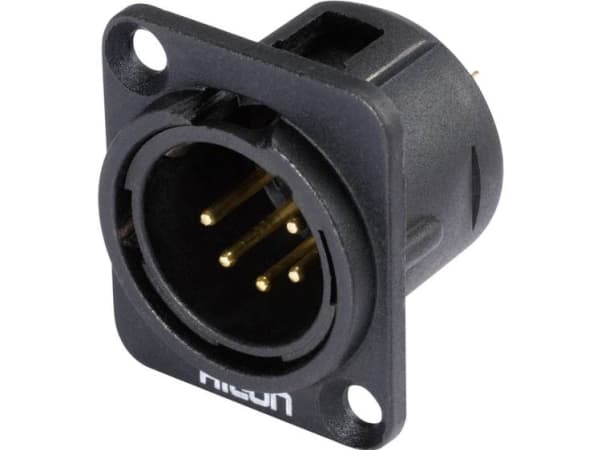 Hicon HI-X5DM-G XLR-kontakt Flänsad kontakt, raka kontakter Antal poler: 5 Svart 1 st