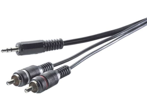 SpeaKa Professional SP-7869916, 2 x RCA, Hankjønn, 3.5mm, Hankjønn, 5 m, Svart