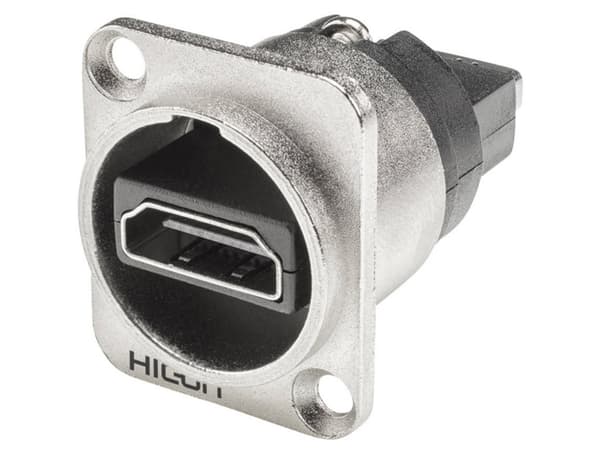 Hicon HI-HDHD-FFDN HDMI-stik Flangetilslutning, kontakter lige Poltal: 19 Sølv 1 stk