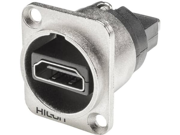 Hicon HI-HDHD-FFDN HDMI-stik Flangetilslutning, kontakter lige Poltal: 19 Sølv 1 stk