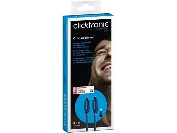 ClickTronic 0.5m Toslink Opto-Set, Toslink, Hankjønn, TOSLINK, Hankjønn, 0,5 m, Blå