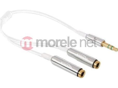 DeLOCK - Audio splitter - stereo mini jack (hann) til stereo mini jack (hun) - 25 cm - hvit