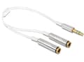 Miniatyrbilde 2 av 5: DeLOCK - Audio splitter - stereo mini jack (hann) til stereo mini jack (hun) - 25 cm - hvit