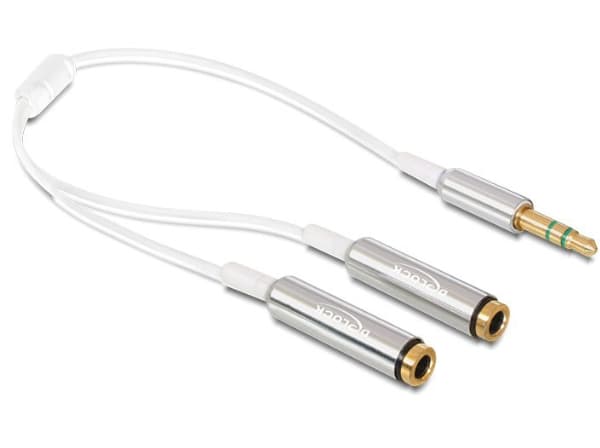 DeLOCK - Audio splitter - stereo mini jack (hann) til stereo mini jack (hun) - 25 cm - hvit