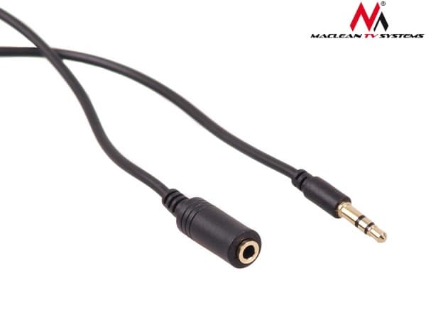 Maclean MCTV-821 - Ljudförlängningskabel - mini-phone stereo 3.5 mm hane till mini-phone stereo 3.5 mm hona - 5 m - skärmad - svart