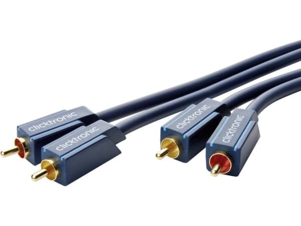 ClickTronic 1m Stereo Audio, Hankjønn, 2 x RCA, Hankjønn, 1 m, Blå