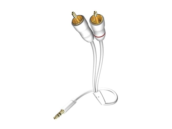 in-akustik Star MP3 Audio Cable - Lydkabel - RCA x 2 hann til mini-phone stereo 3.5 mm hann - 5 m - skjermet - hvit