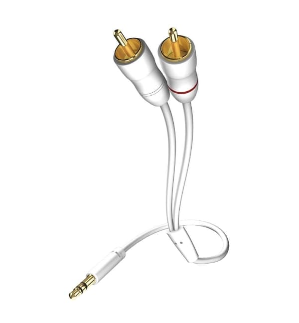in-akustik Star MP3 Audio Cable - Lydkabel - RCA x 2 hann til mini-phone stereo 3.5 mm hann - 5 m - skjermet - hvit